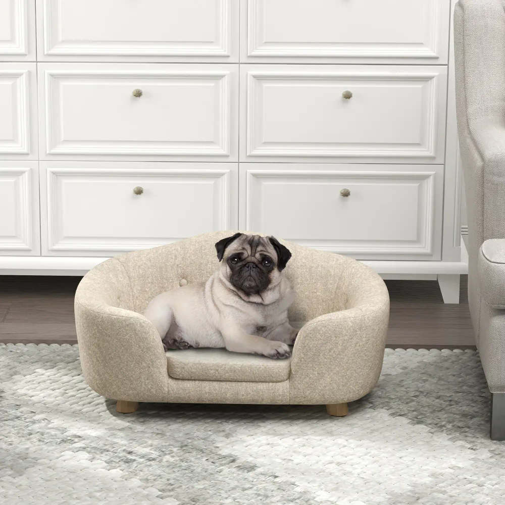 Hundesofa til små hunder i klassisk design – kremhvit