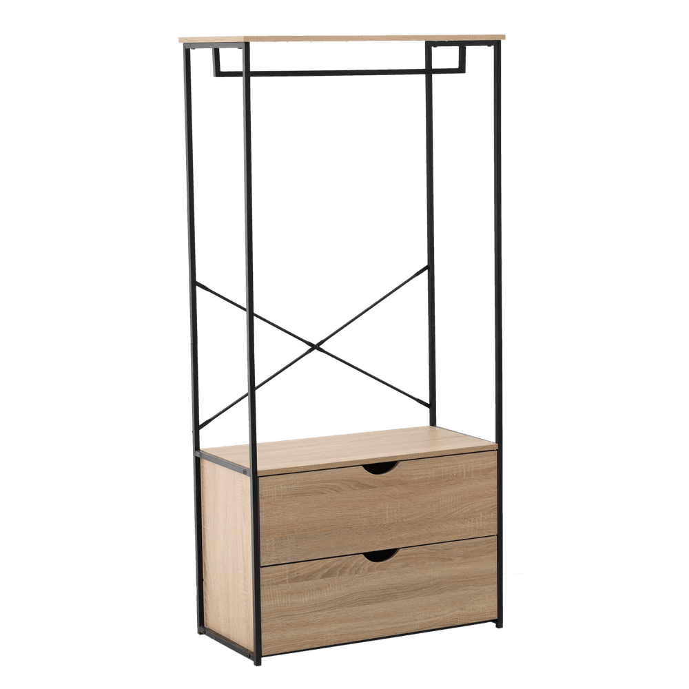 Industrielt klesstativ med 2 skuffer - 80 × 40 × 167 cm