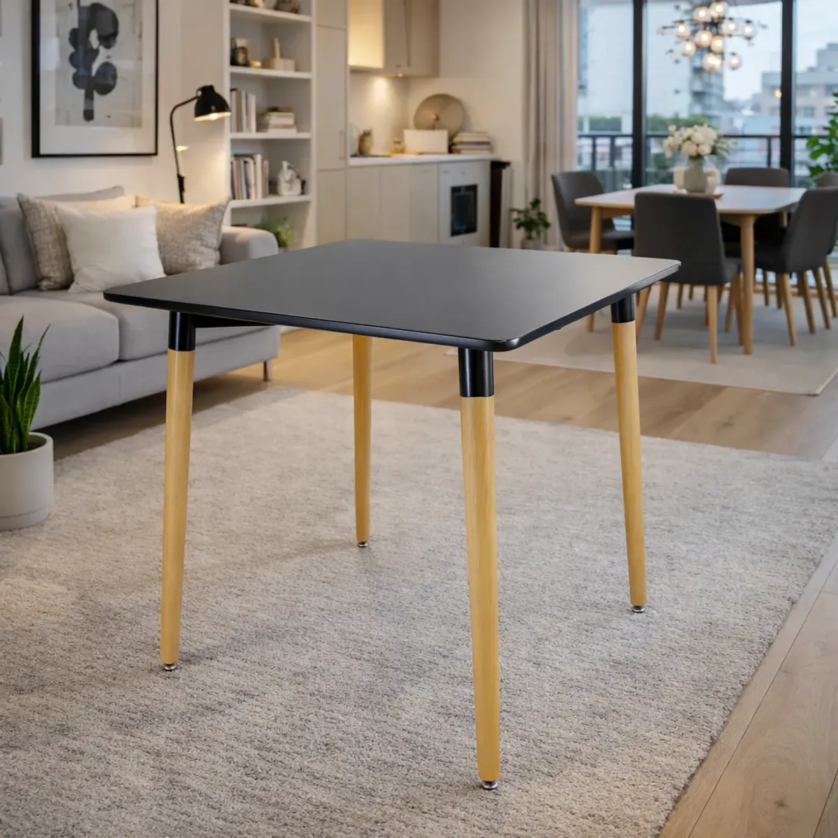 Kvadratisk spisebord 80x80x74 cm - svart