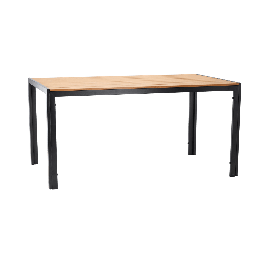 Stålbord til hage med polywood bordplate 150 × 90 × 73 cm svart