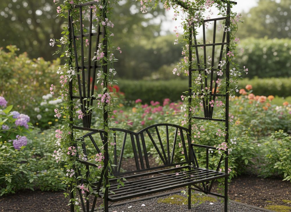 Rosebue med benk - 114x45x208 cm