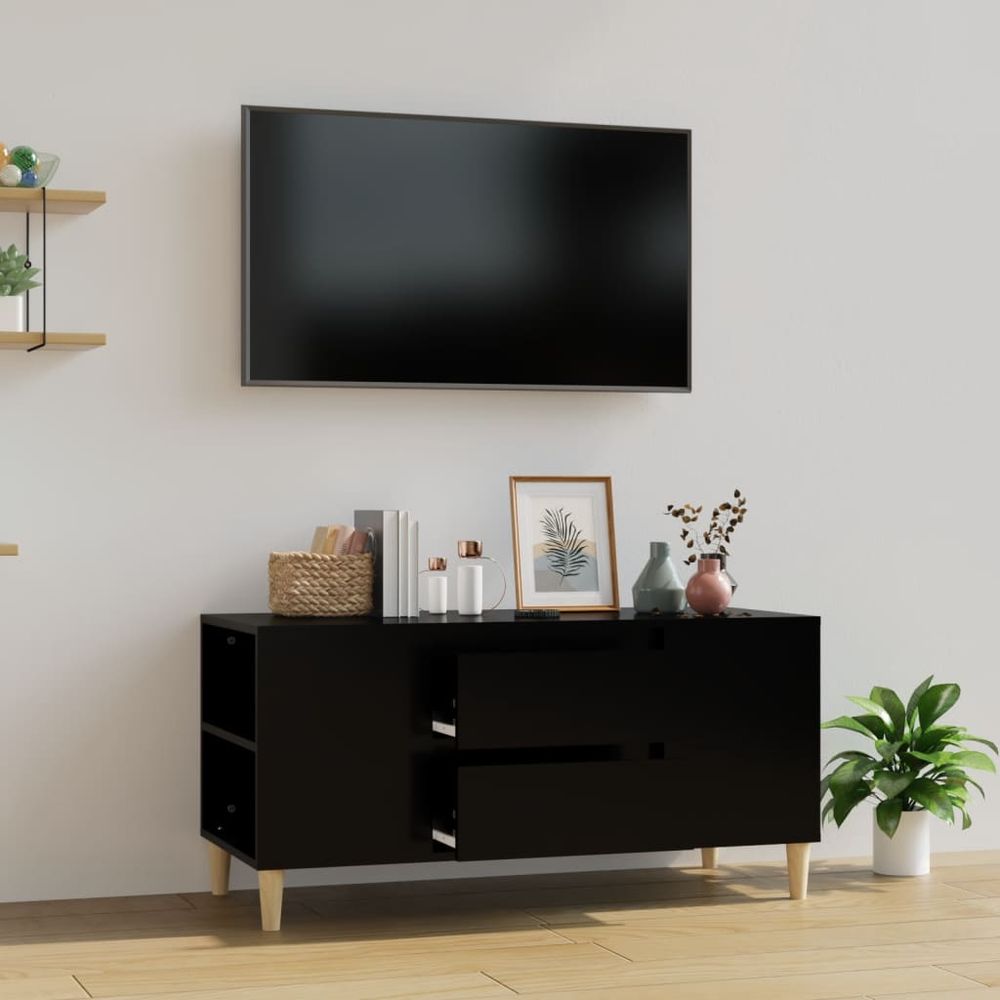TV-benk - 102x44,5x50 cm konstruert tre - sort