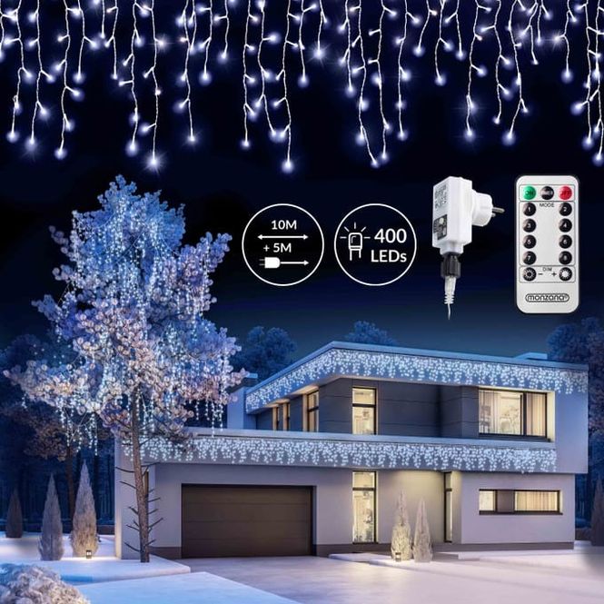Hovedbilde Regn-Lyskjede med 400 LED-lys - 15m