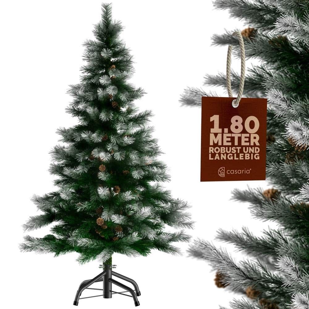 Kunstig juletre med snø og kongler - 180cm 