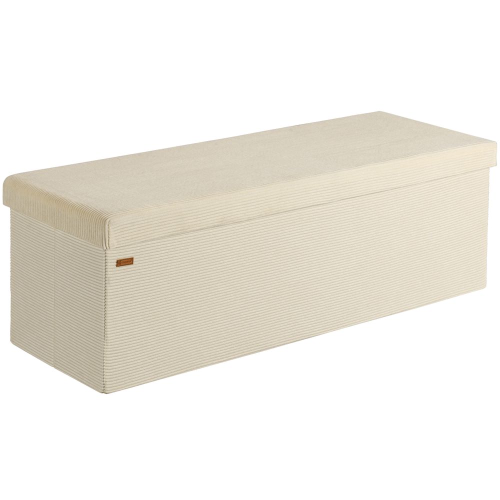 Oppbevaringsbenk kordfløyel 114x38x38 cm - beige