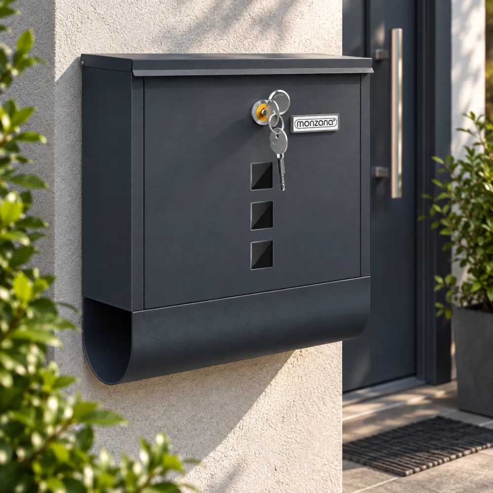 Moderne postkasse med avisrom antrasitt – monzana®