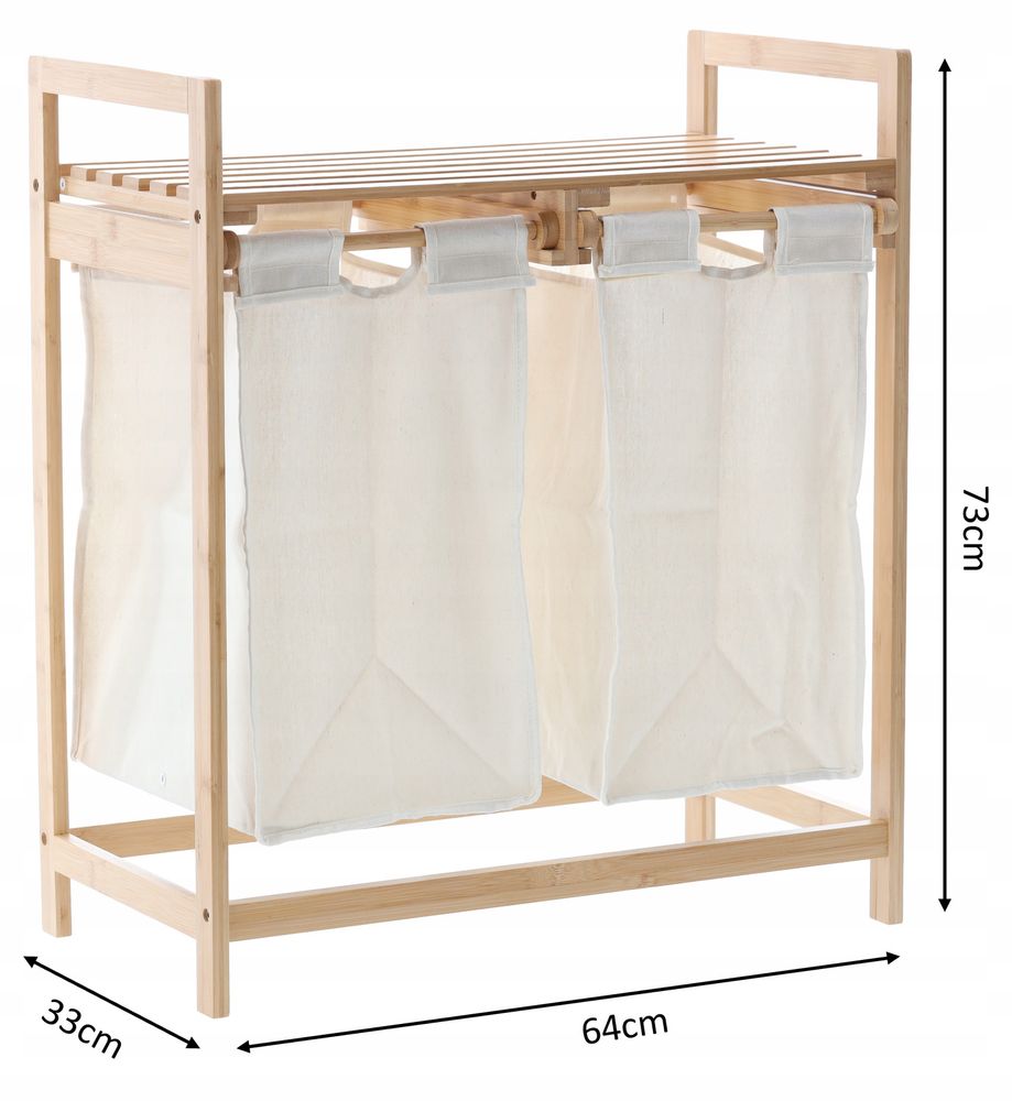 Bambus skittentøyskurv 64x33x73 cm med kurver