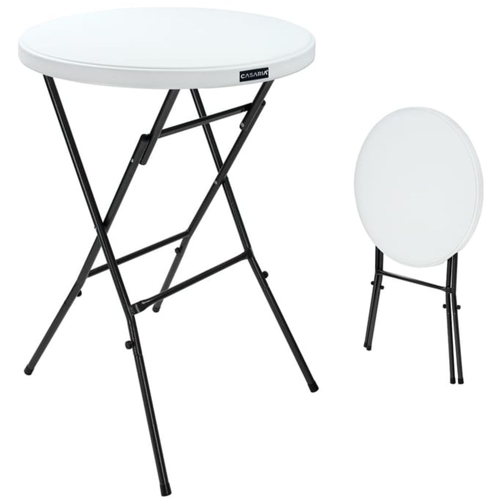 Barbord plast Ø75cm sammenleggbart hvit