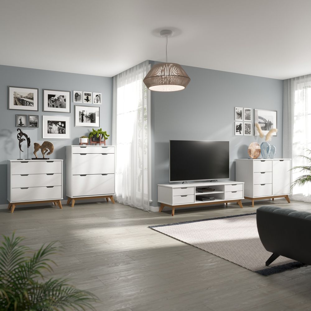 TV bord Borneo hvit/Natur 140x42x40cm