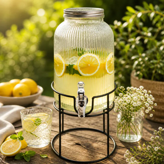 Hovedbilde Drikkedispenser 4L med stativ - elegant glassdispenser