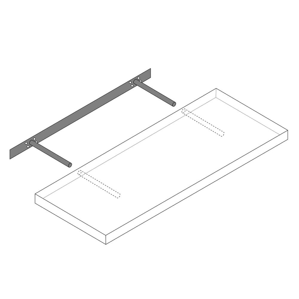 Vegghylle 50 cm grå med skjult brakett