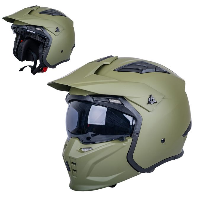 Hovedbilde W-TEC Badalone Army oliven MC-hjelm – ECE 22.06