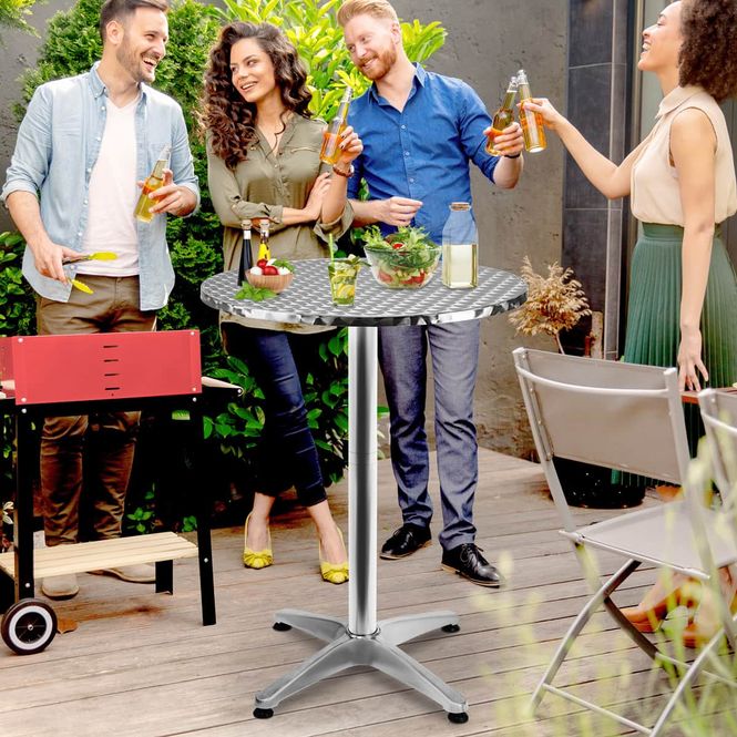 Hovedbilde Barbord sølv aluminium Ø60cm - justerbar i høyden