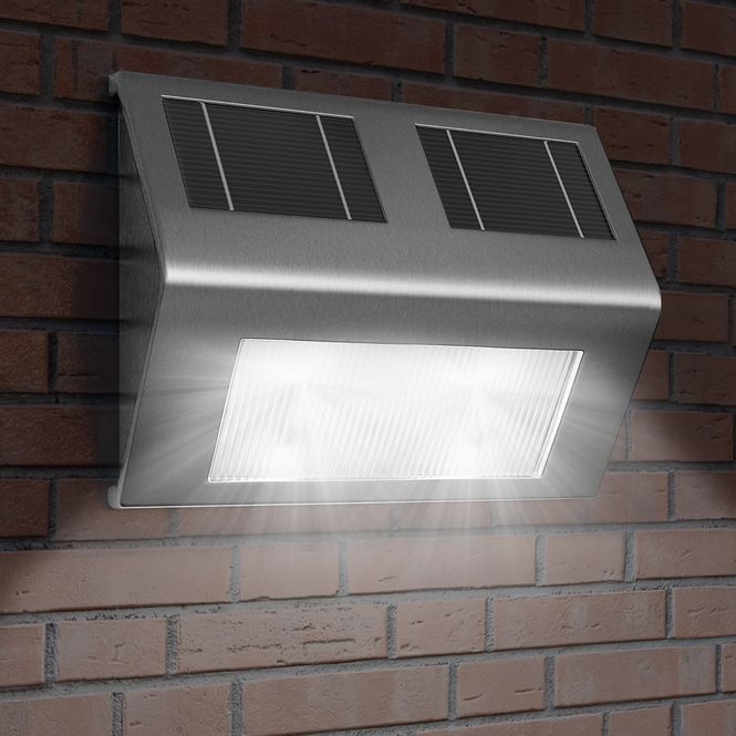 Hovedbilde LED solcelle vegglampe - rustfritt stål