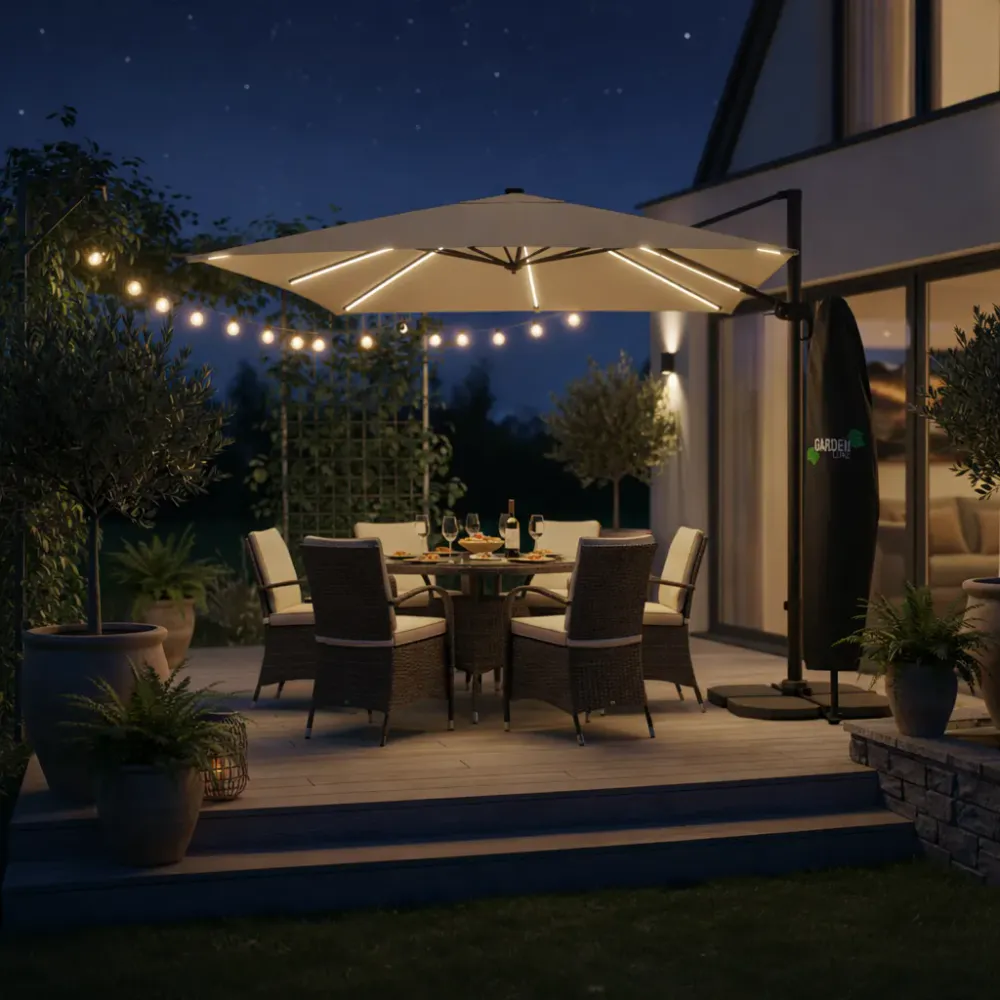 ROMA LED Hengeparasoll 3x3 m - fargevalg