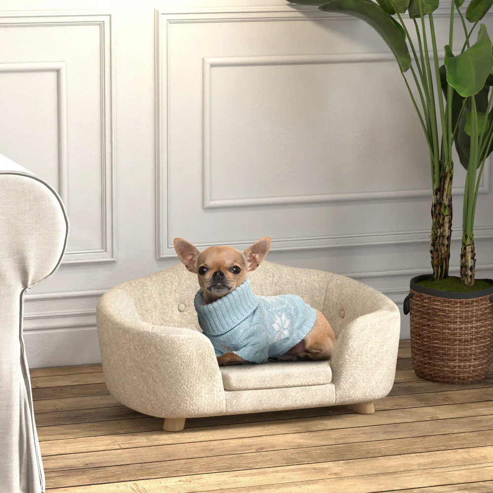 Hundesofa til små hunder i klassisk design – kremhvit