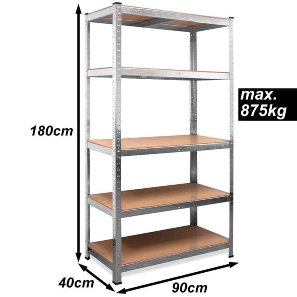 Hyllereol, 2 stk, 180x90x40 cm, galvanisert, 875 kg