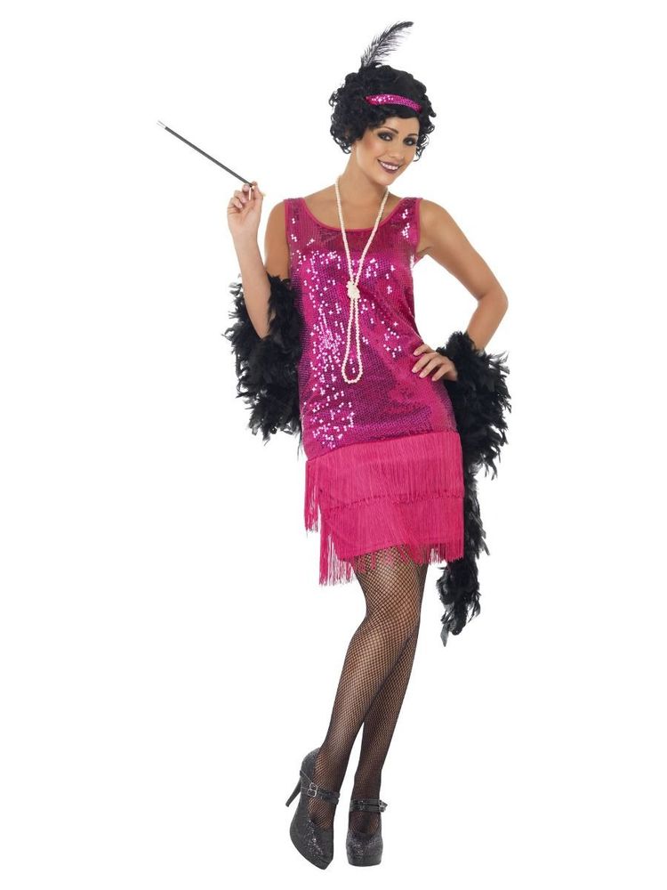 1920 talls Frynse flapper kostyme - rosa L