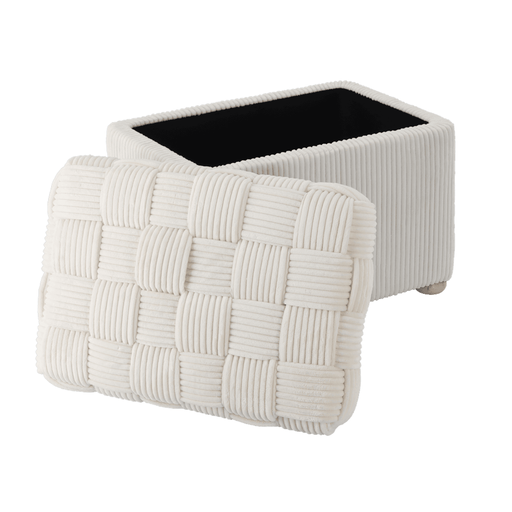 Puff Rektangulær Flettet 60 × 40 × 44 cm - Beige