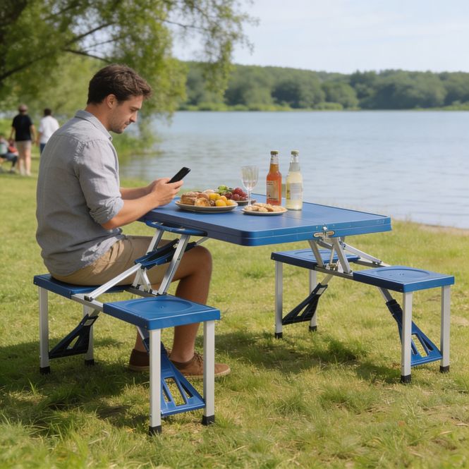 Hovedbilde Sammenleggbart Campingbord 131 x 82 cm - Blå