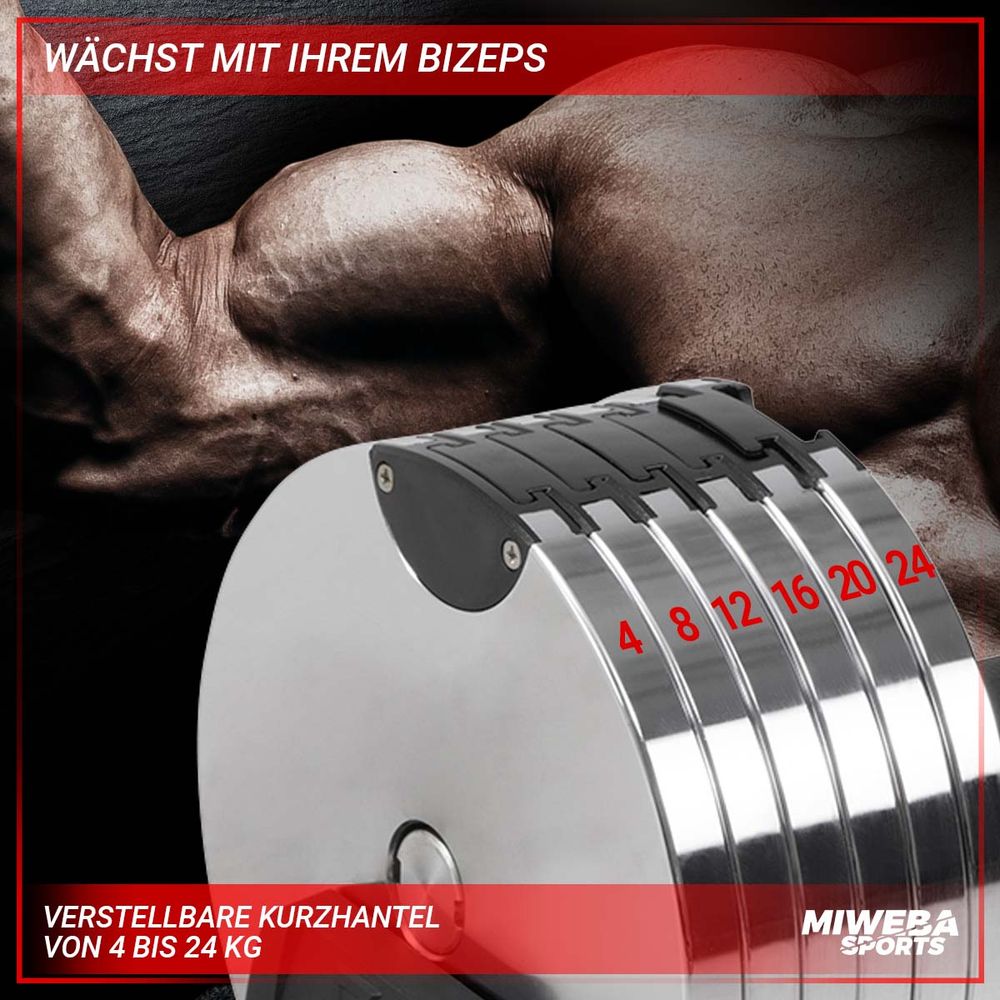 Miweba Sports justerbar manual VH100, stål, 4-24 kg