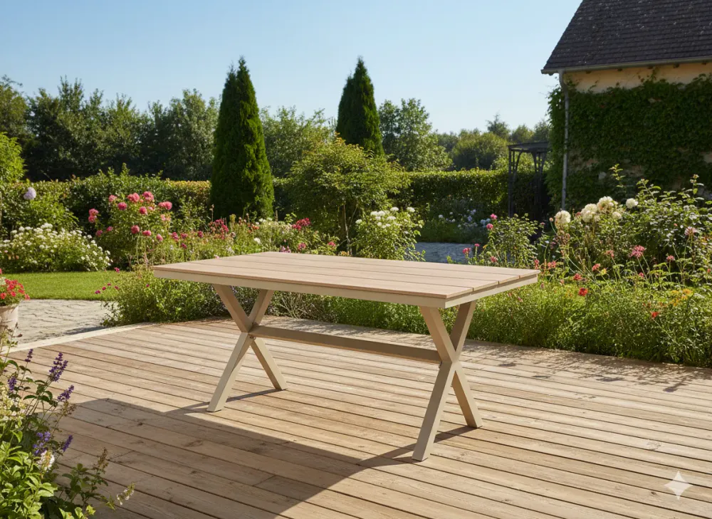 Aluminium hagebord 150 × 90 × 74 cm, beige