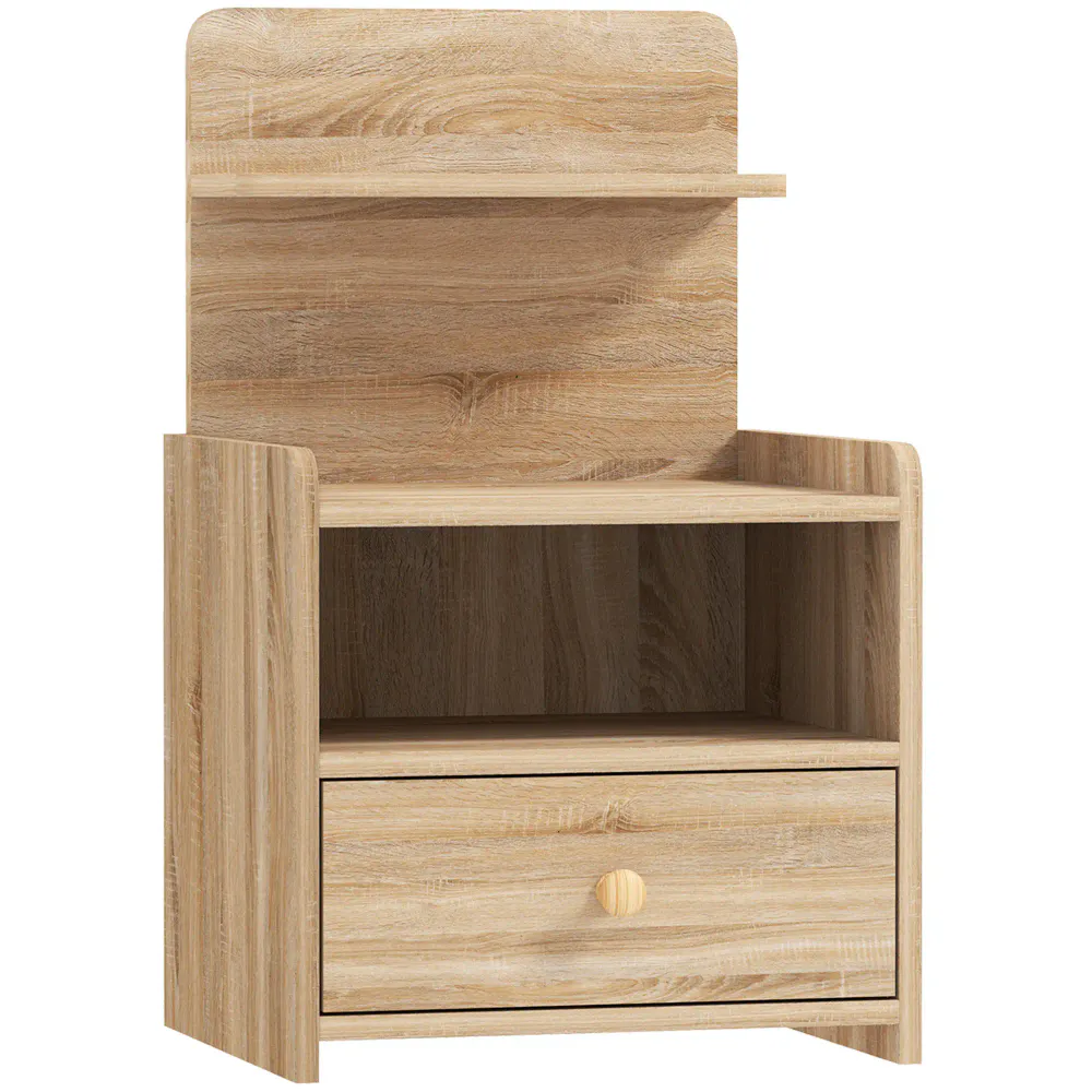 Nattbord med skuff og hylle – naturtre - 40 cm