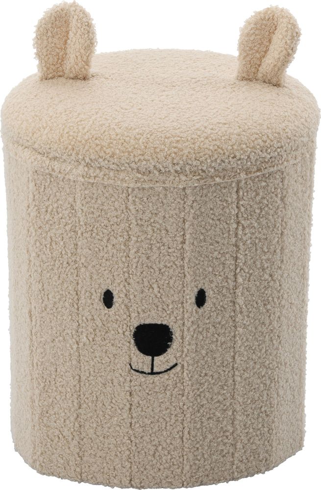 Barnepuff med oppbevaring beige «Bamse» - 28x28x34 cm