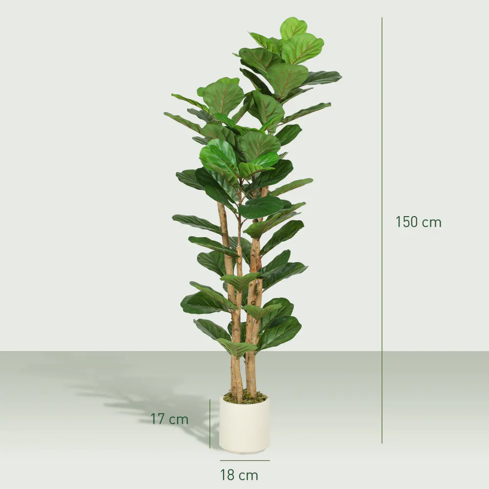 Kunstig fiolinfiken i hvit potte - 150 cm