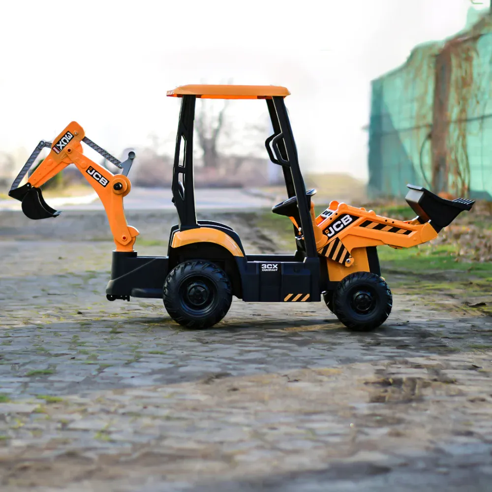 Elektrisk JCB-traktor for barn med frontlaster – 12V 70W – Gul