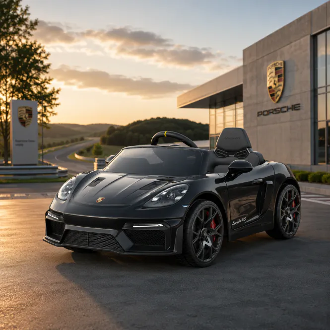 Hovedbilde Porsche Spyder 718 RS - elbil barn - gummidekk - sort