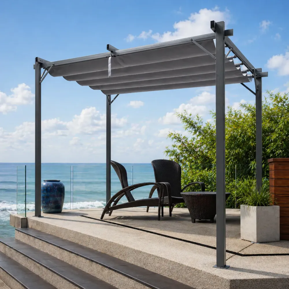 Pergola med vanntett takduk - 3x3 m