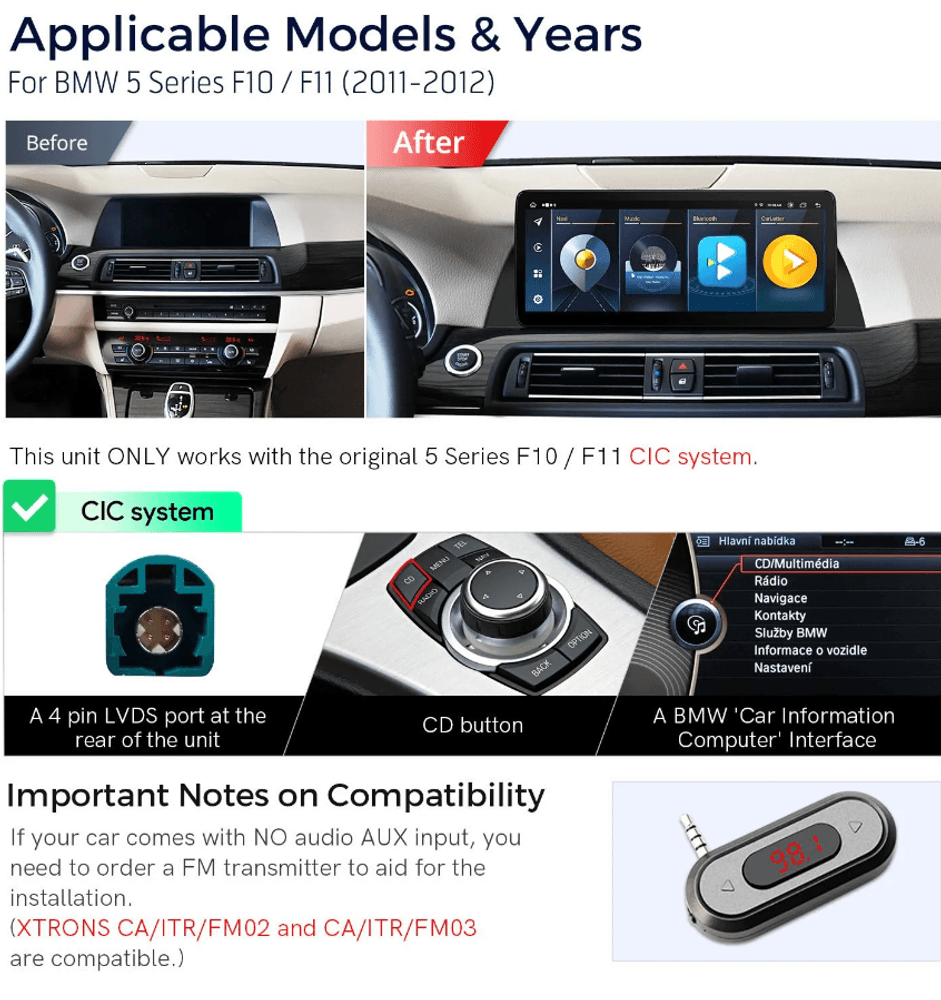 Android 12 DAB+ bilstereo til BMW 5 serie F10 - F11 - CIC