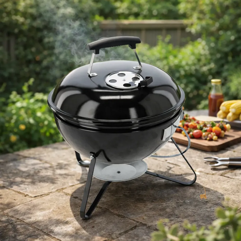 Bærbar kullgrill med lokk - 37 x 37 x 44 cm