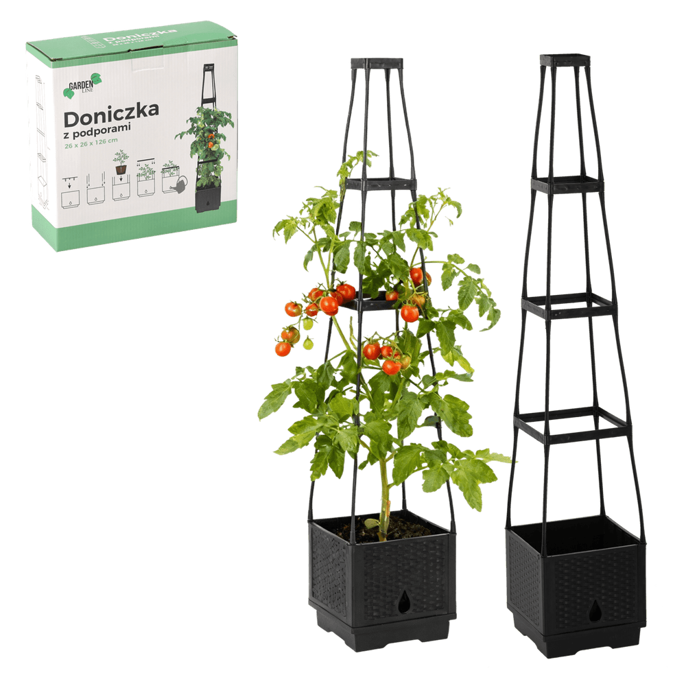 Tomatpotte med plantestøtte – 26x26x126 cm