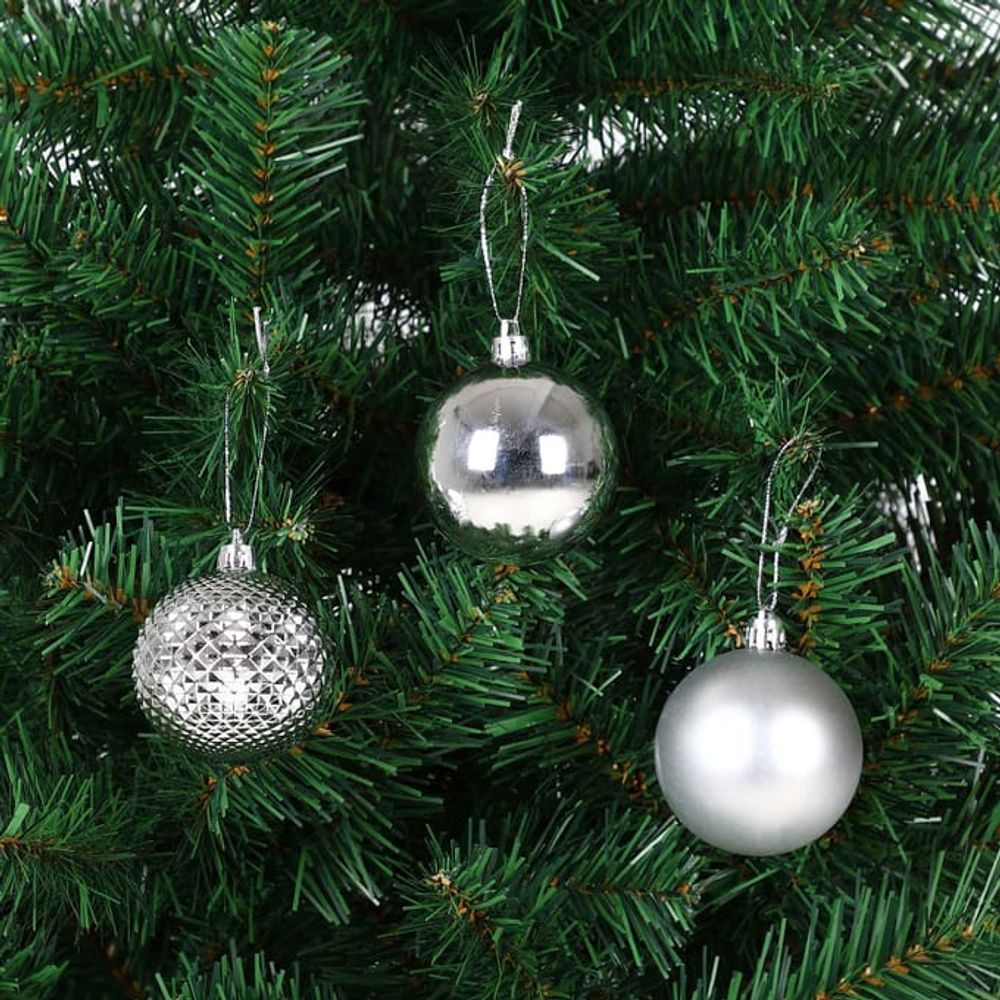 66-delt julepyntsett i sølv med juletrekuler