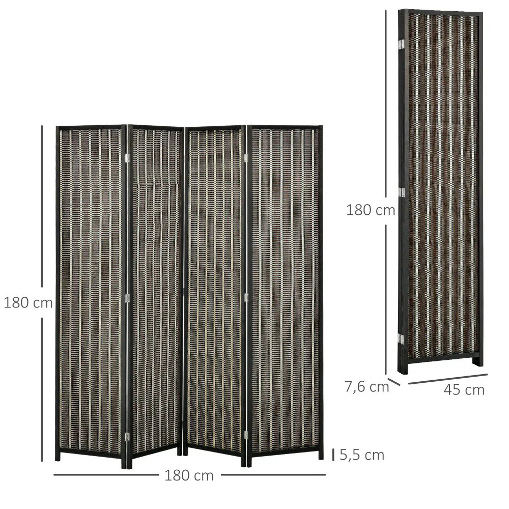 Sammenleggbar romdeler i bambus og furu – 180 cm