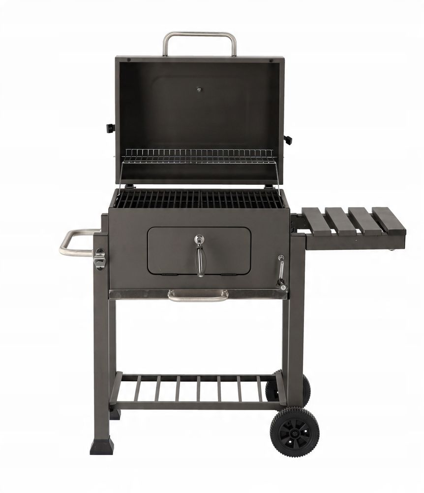 Stor kullgrill med lokk - termometer og hjul