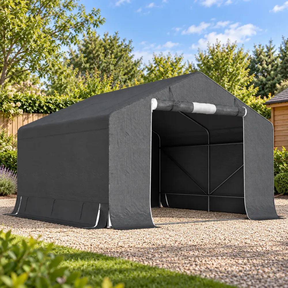 Garasjetelt 3 × 3 m med ventilasjon og vindu – mørkegrå