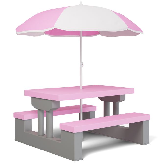 Hovedbilde Piknikkbord barn med parasoll - rosa