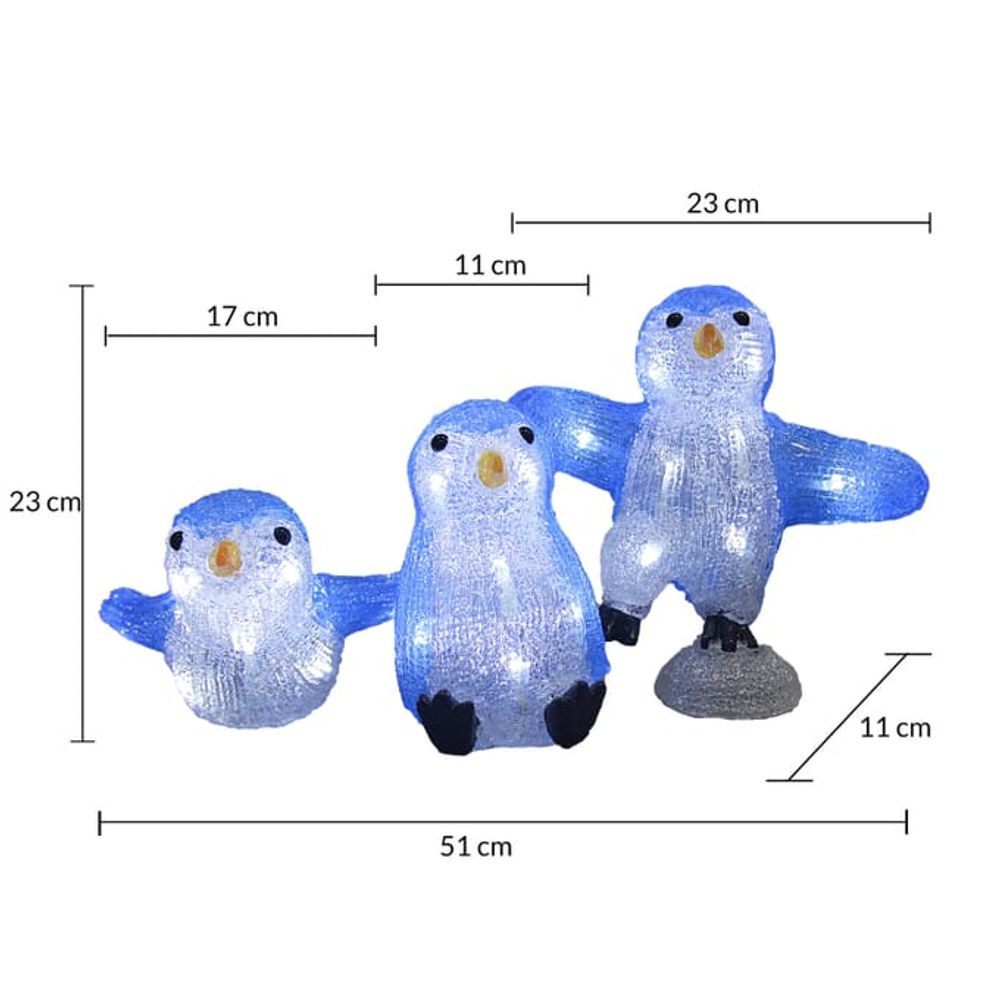 LED akrylfigurer jul - pingvinfamilie