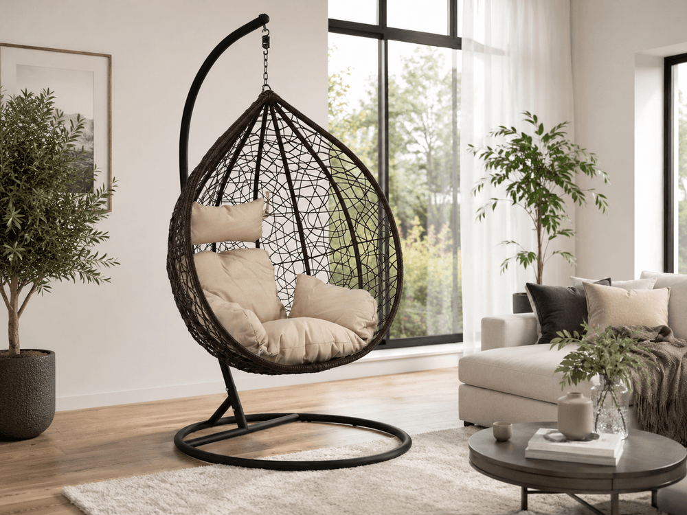 Boho hengestol i brunt flettverk