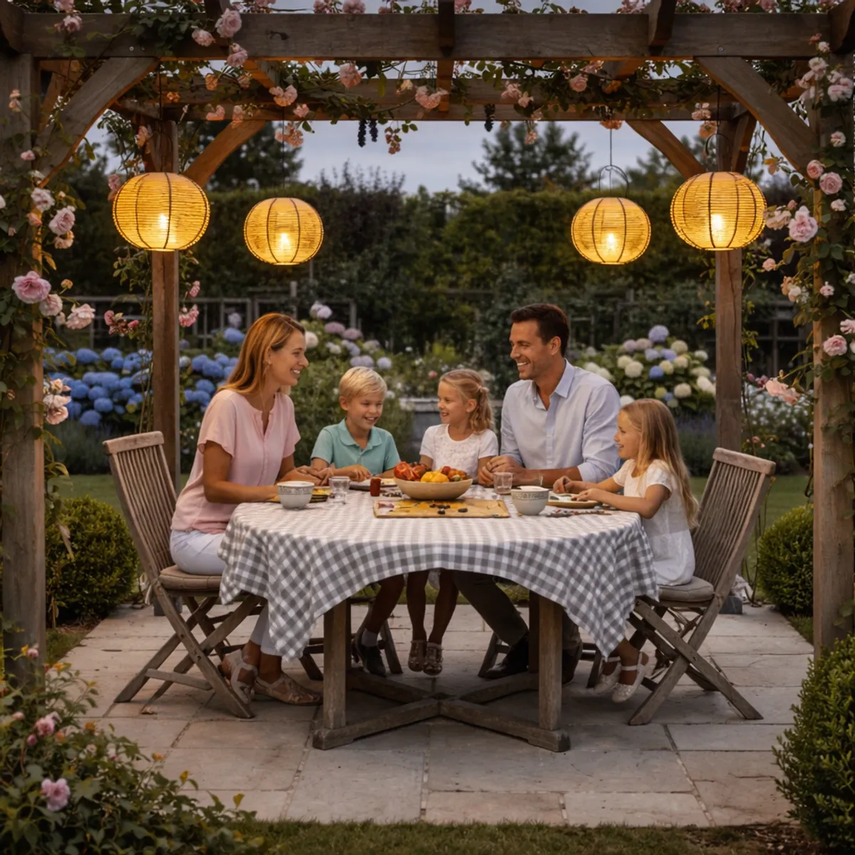 Trelanterne 35 cm natur/svart - 2-pk