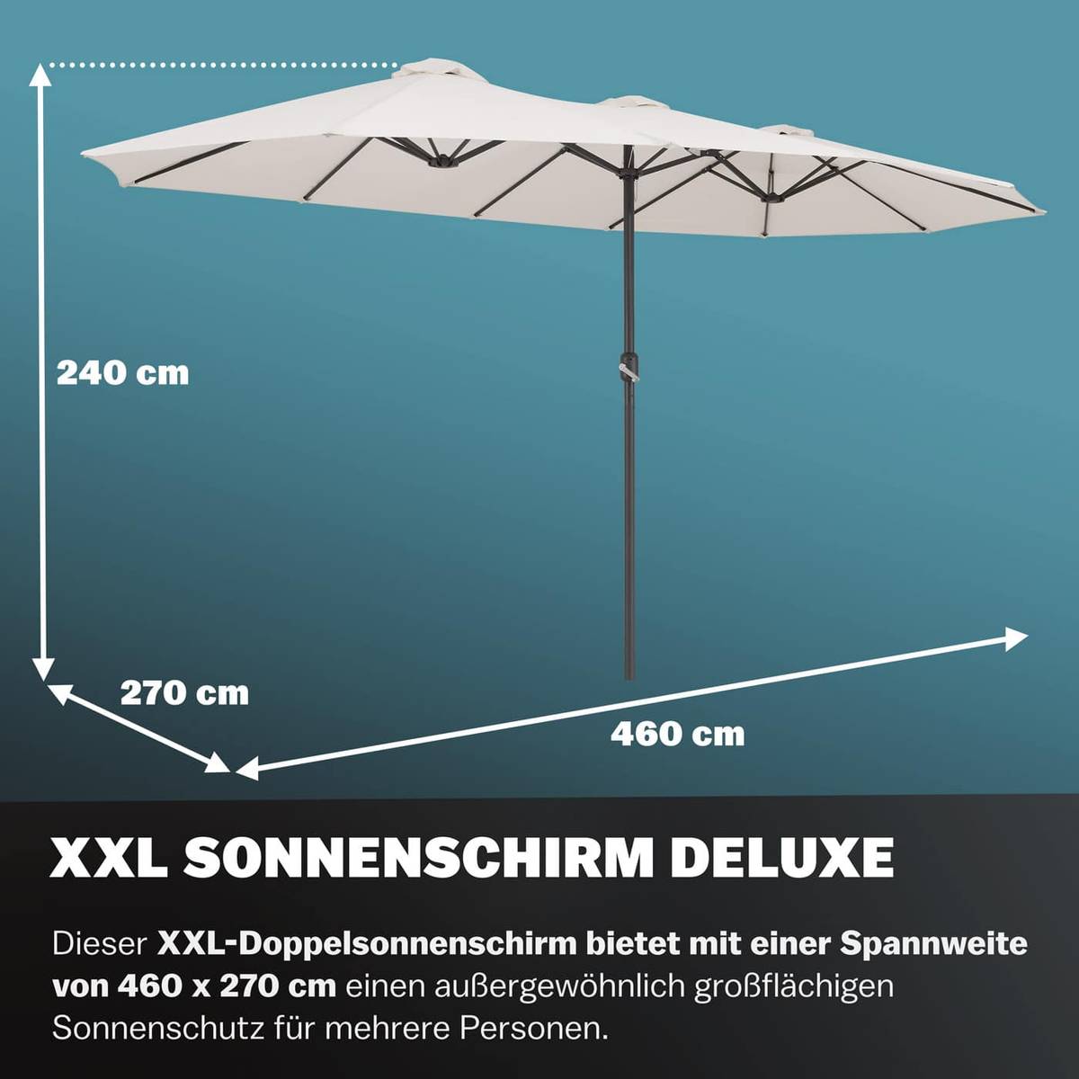 Dobbel parasoll UV-beskyttelse 40+ - kremhvit