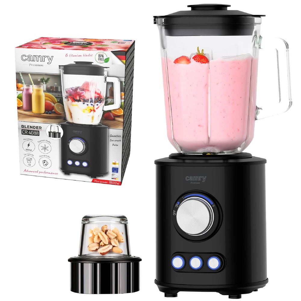 Camry blender med glasskanne 1800w - 1,5 liter