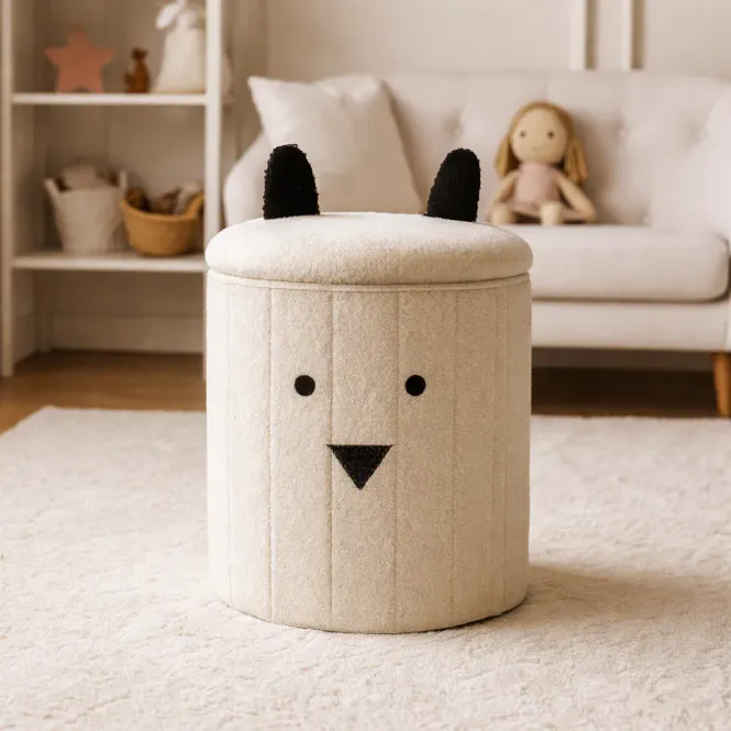 Hovedbilde Barnepuff med oppbevaring «Bamse» - 28x28x34 cm