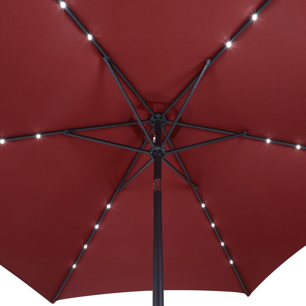 LED parasoll Miami aluminium Ø270cm - rød