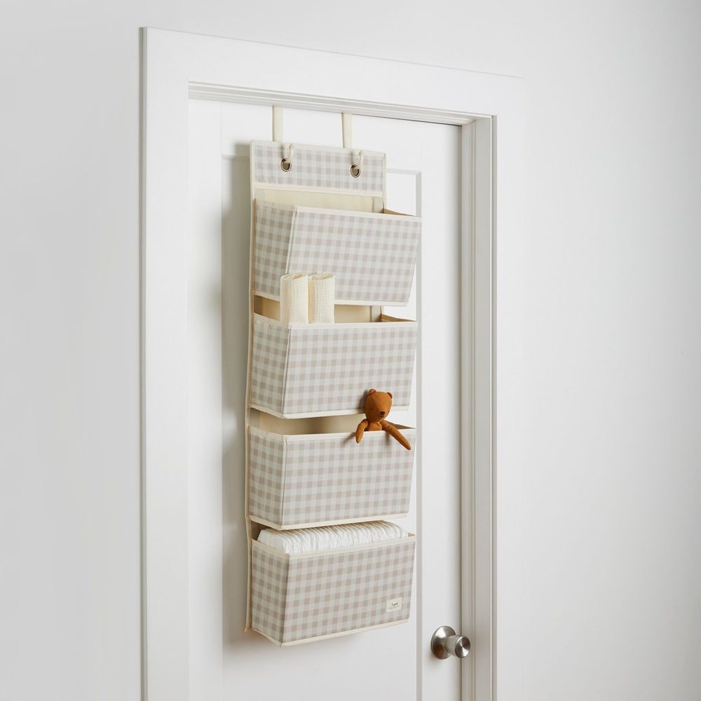 Dørhylle med kurver - Gingham beige