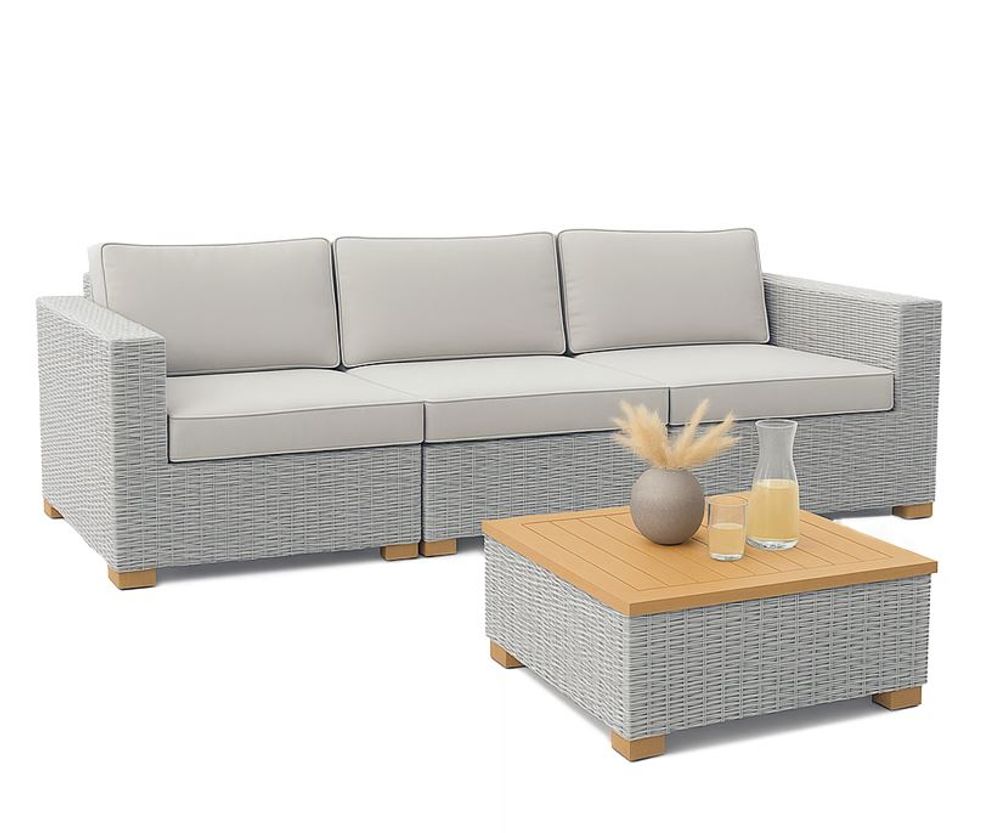 Garland Havanna 4-delt polyrattan loungesett hvit/grå
