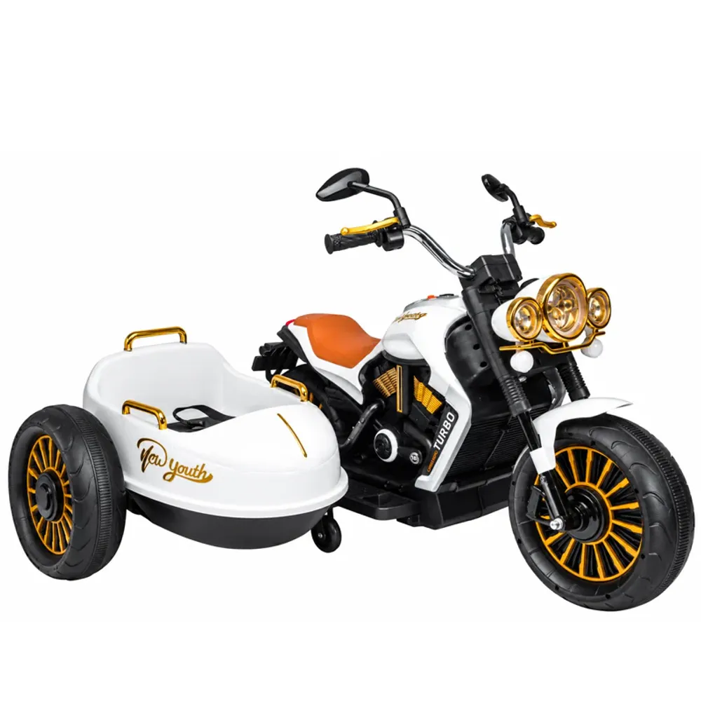 BJDL1588 Elektrisk motorsykkel med sidevogn for barn – 12V, 55W